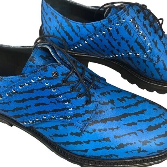 Lanvin US Size 7 Electric Blue & Black Lace Up Leather Derby Dress Shoes Oxfords main image 4